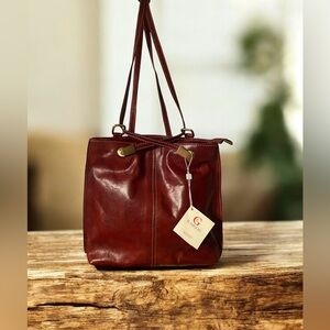 Elegant Chestnut with red undertones, Leather Purse/Backpack.